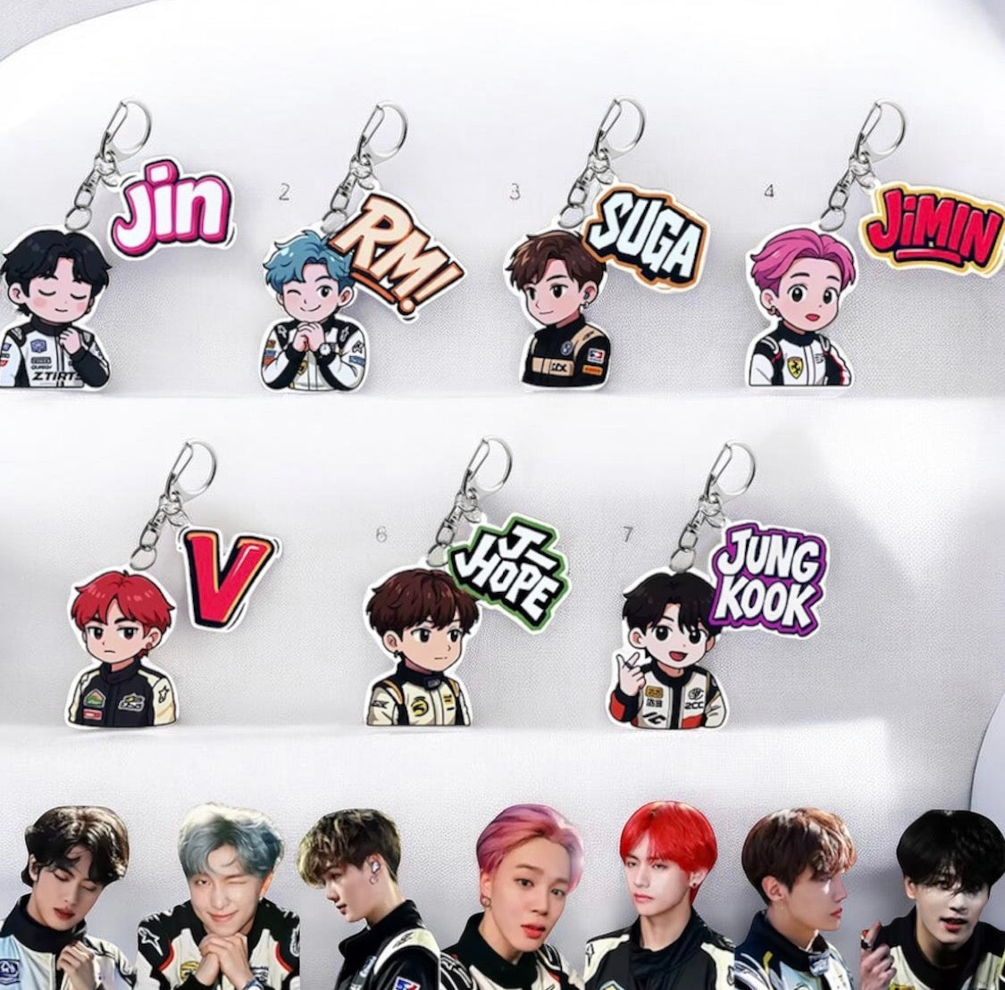 K-POP IDOLS 2PCS CARTOON ACRYLIC KEYCHAIN