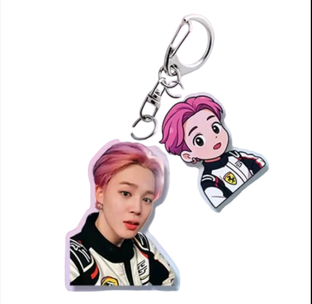 K-POP IDOLS 2PCS CARTOON ACRYLIC KEYCHAIN