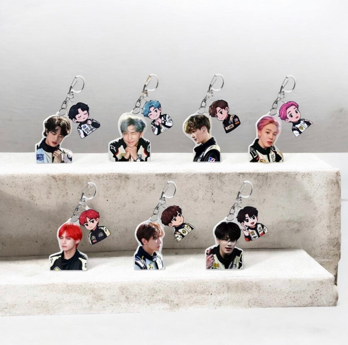 K-POP IDOLS 2PCS CARTOON ACRYLIC KEYCHAIN