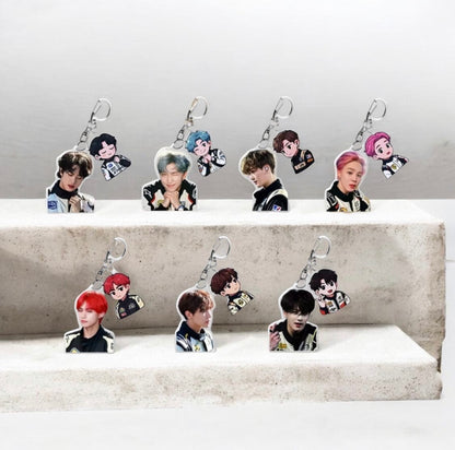 K-POP IDOLS 2PCS CARTOON ACRYLIC KEYCHAIN