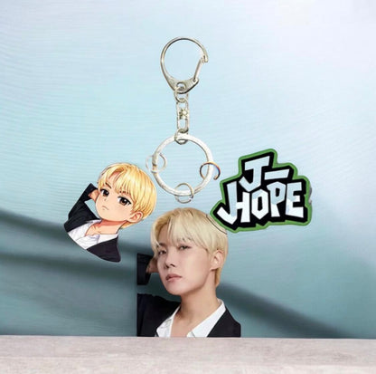 K-POP BANGTAN BOYS CARTOON 3PCS KEYCHAIN