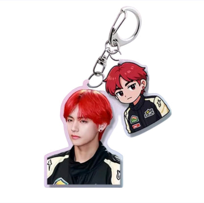 K-POP IDOLS 2PCS CARTOON ACRYLIC KEYCHAIN